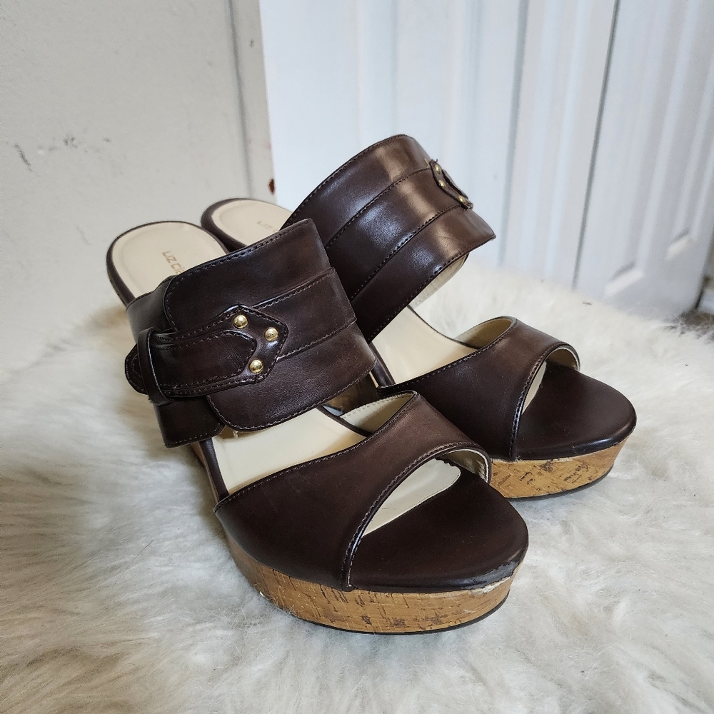 Liz Claiborne Brown Wedge Sandals
